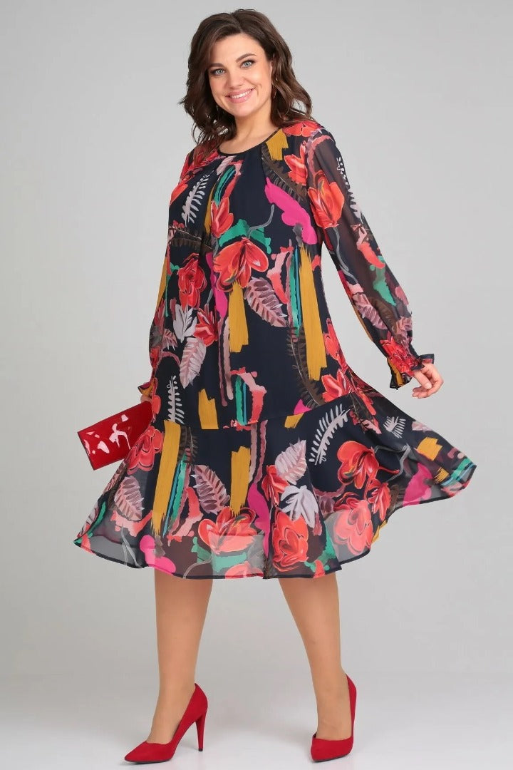 Manuelle™ | Elegant feminin blomsterkjole med flot fald