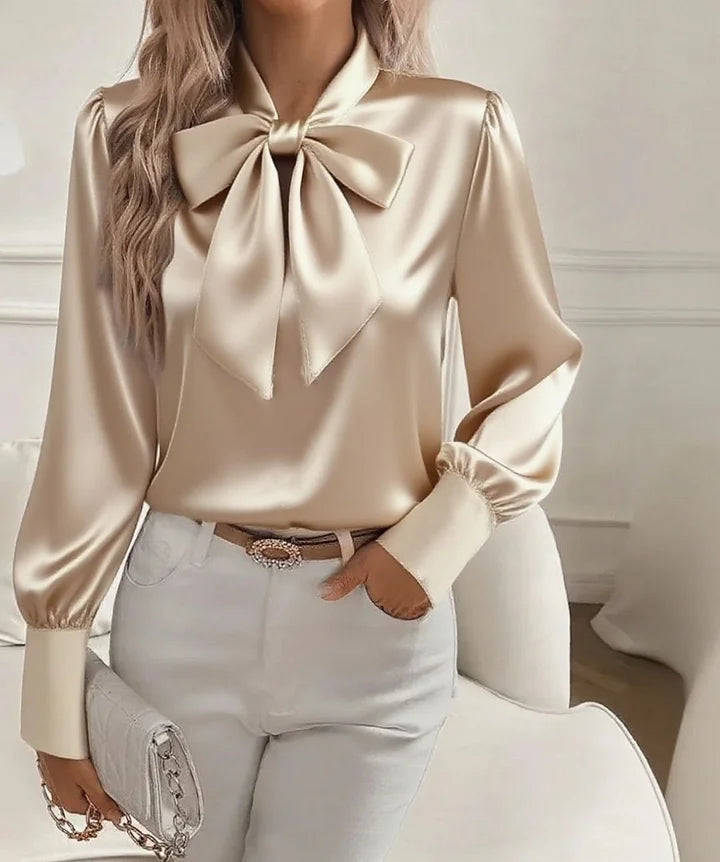 Élodine™ — Elegant satinbluse med lange ærmer