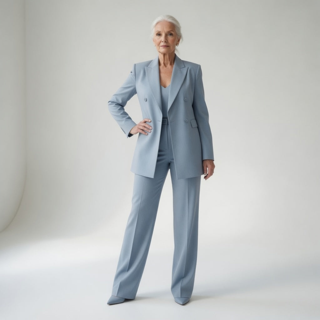 Élisabeth™ — Isblå buksedragt med struktureret elegance
