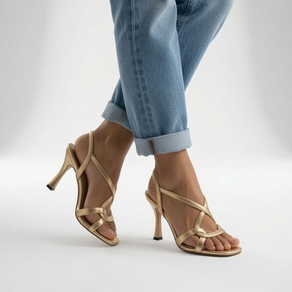 Elisabetta | Elegante gyldne sandaler med hæl