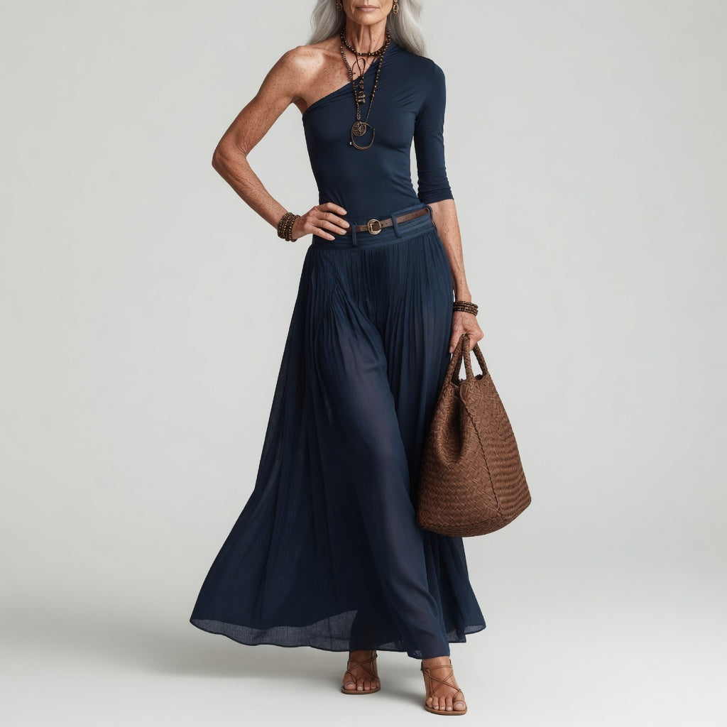 Constance™ — Elegant asymmetrisk lang kjole med én skulder
