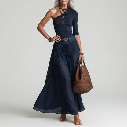Constance™ — Elegant asymmetrisk lang kjole med én skulder