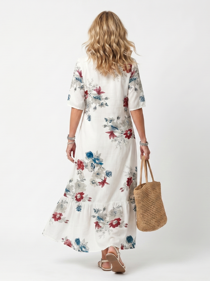 Maeva | Midikjole med bindebånd og spredt blomsterprint