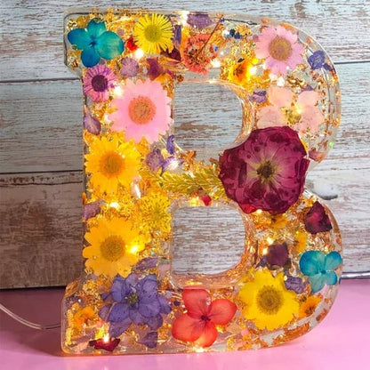 🌸Håndlavet natlampe med blomster i resin