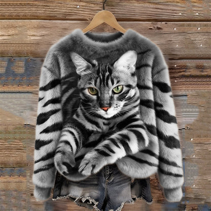 Marie™ | Blød og elegant sweater med katmotiv