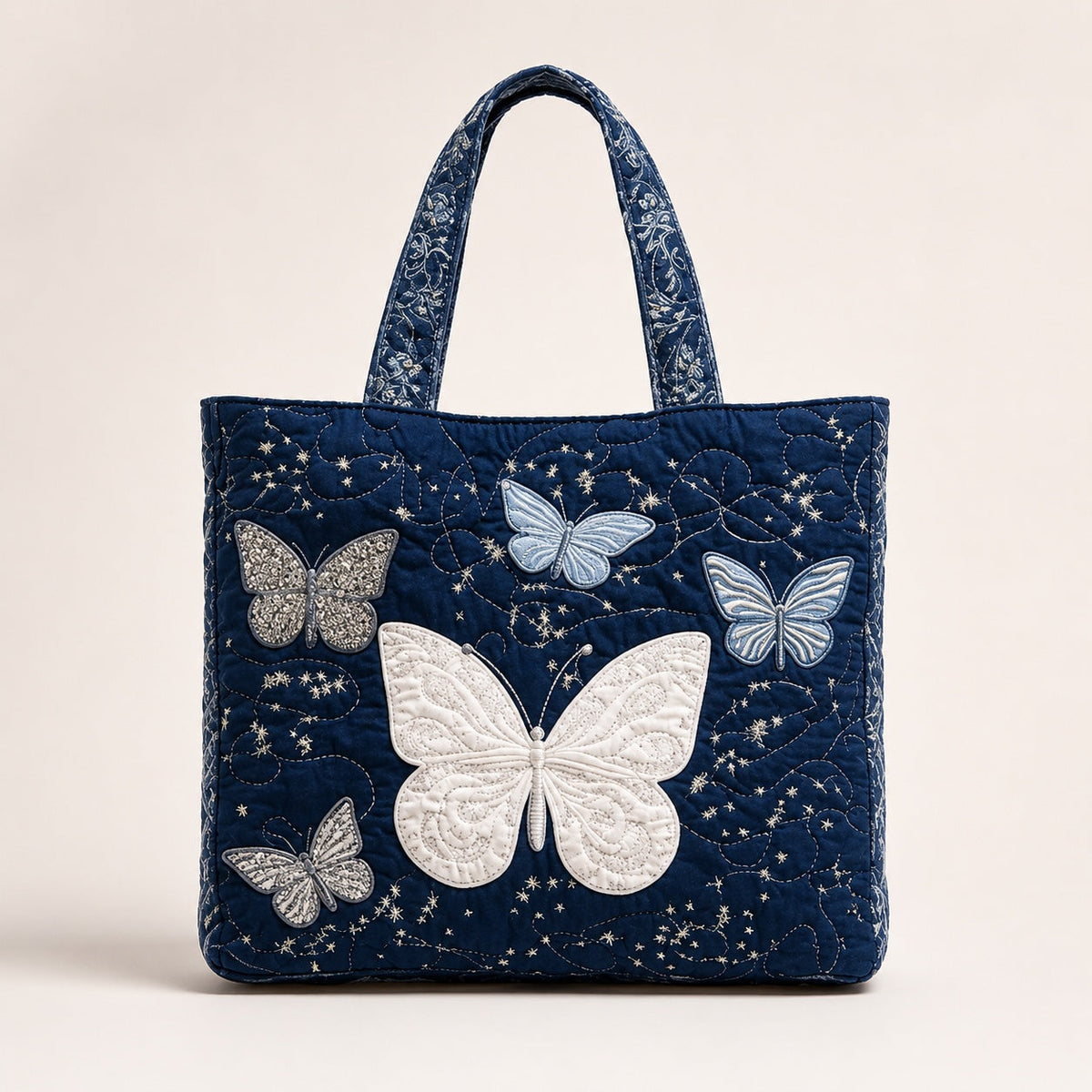 Tote Bag Artisan - Sølvfarvet sommerfugl