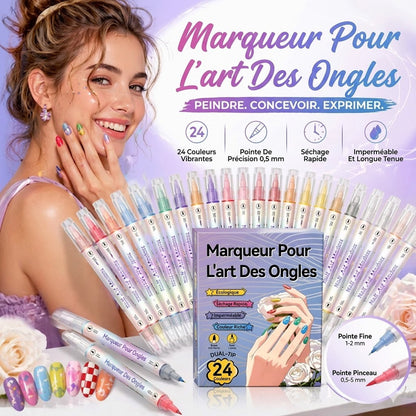 Pinceline™ — Sæt med 24 nailart-tusser med 0,02 in fin præcisionsspids, langtidsholdbare og vandfaste