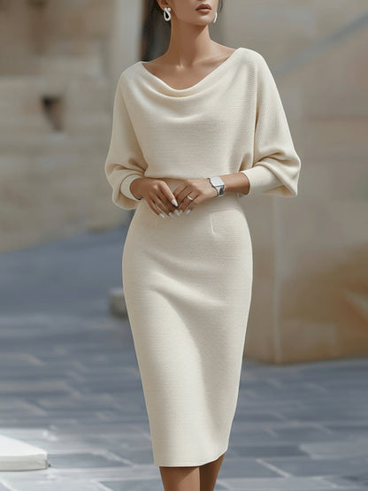 Clarisse™ — Elegant tidløs draperet midikjole