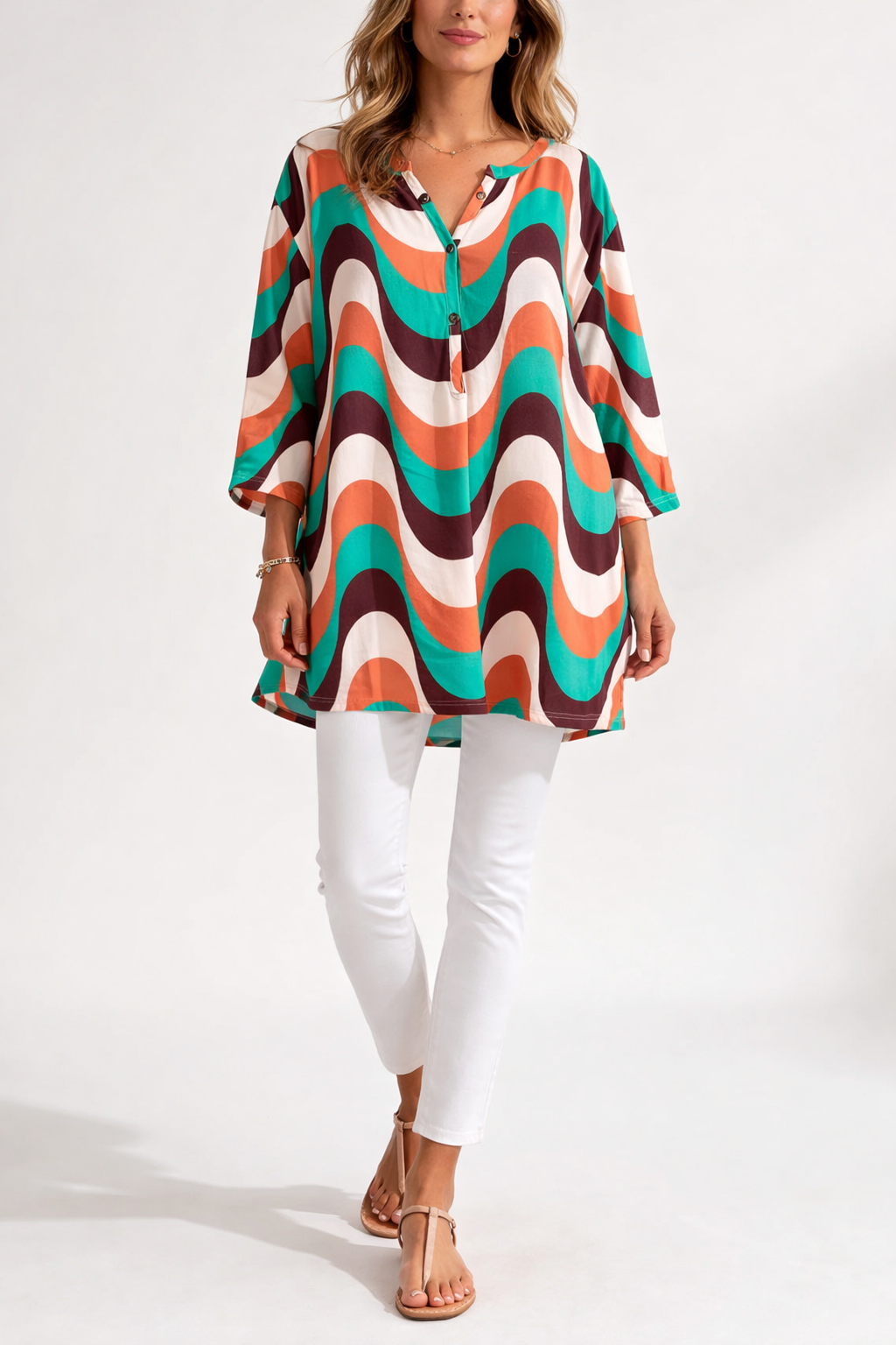 Émilienne™ — Flydende tunika med print og sommerkomfort