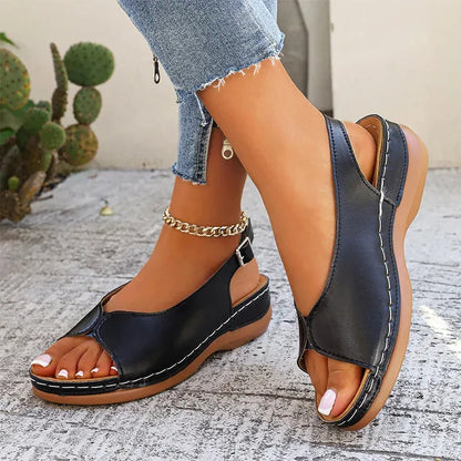 Komfortable retro-sandaler til kvinder med åben tå