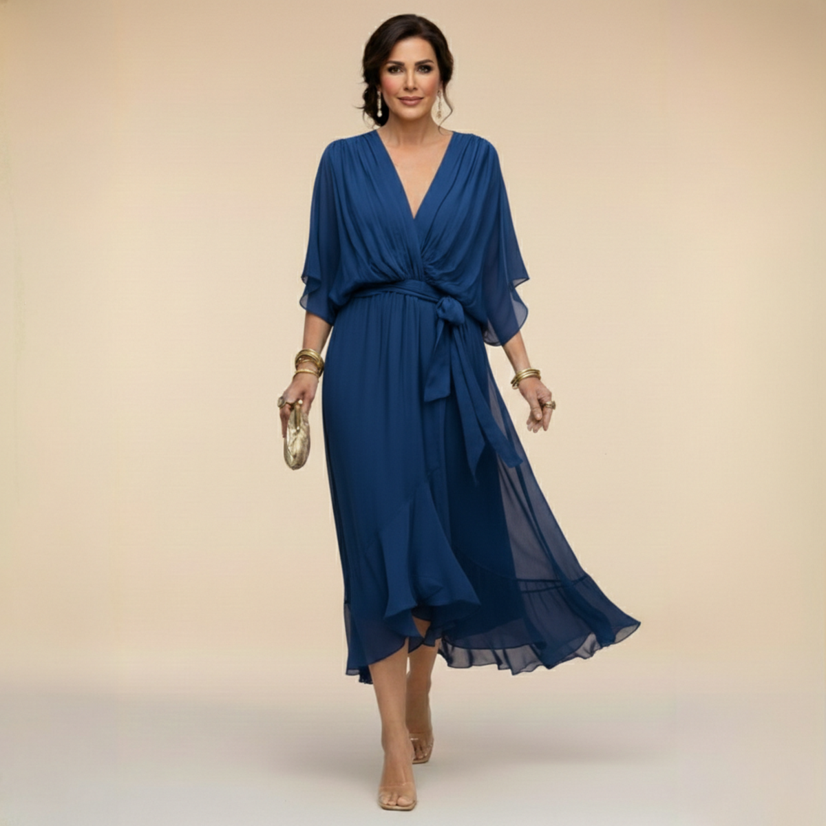 Monica — Elegant lang kjole med flydende fald