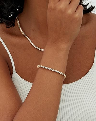 Forgyldt tennisarmbånd med moissanit