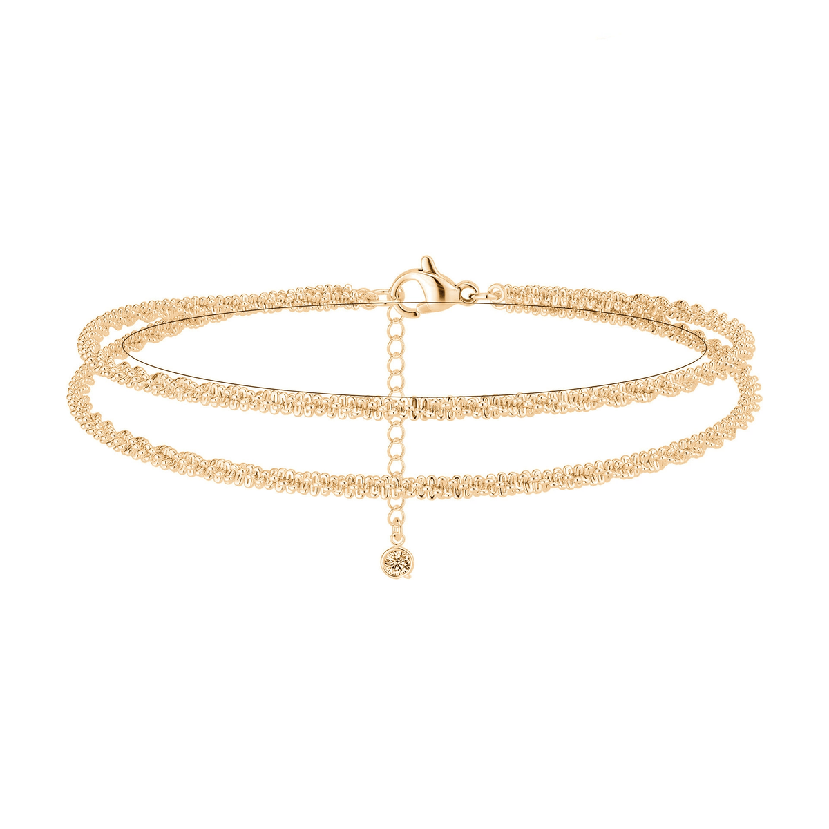 Dorelle™ — Ankelkæde med dobbelt kæde i guld og sølv, minimalistisk elegance
