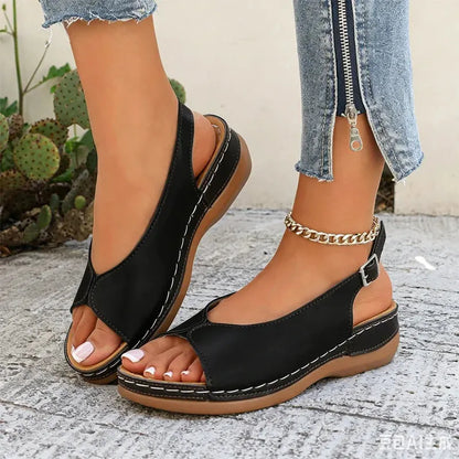 Komfortable retro-sandaler til kvinder med åben tå