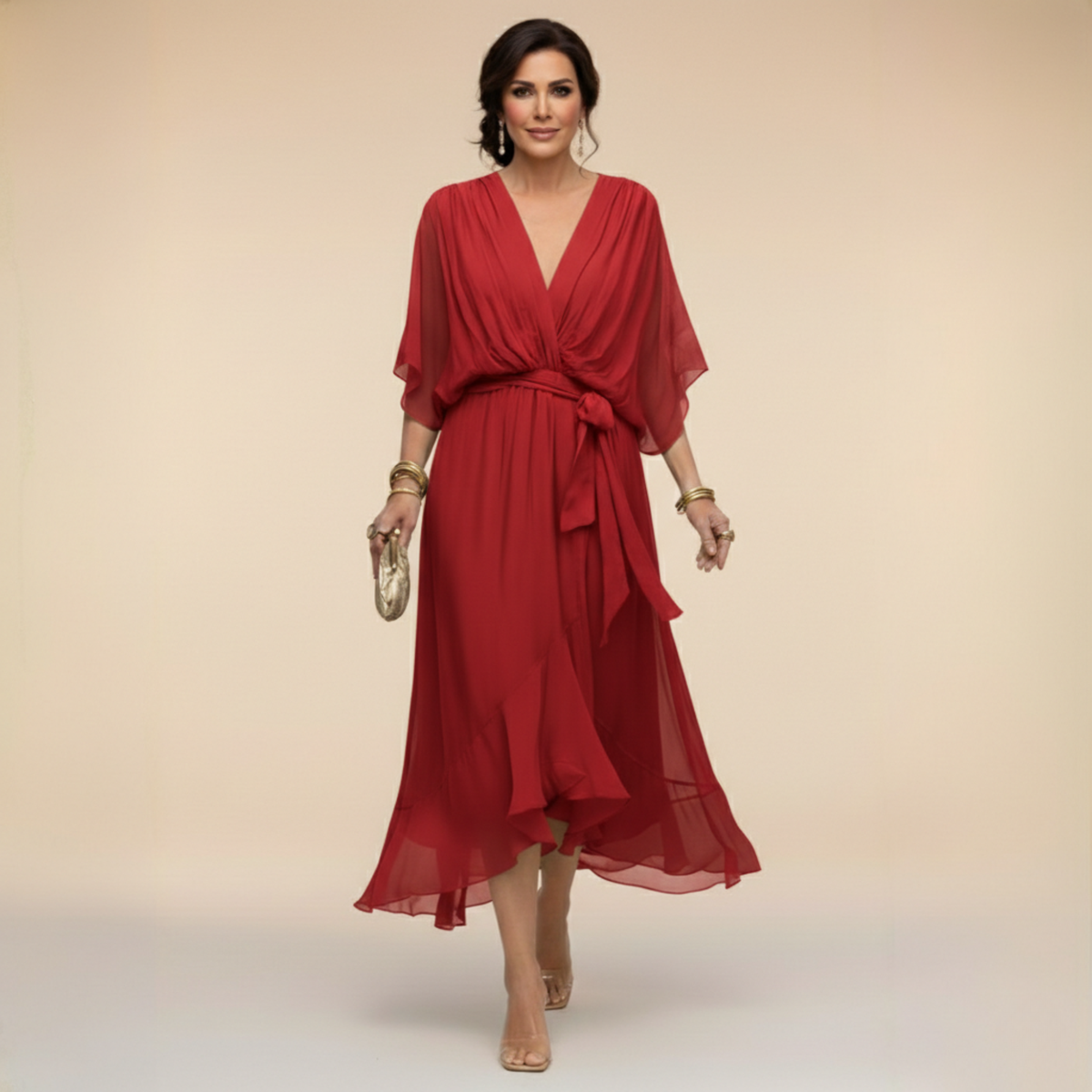 Monica — Elegant lang kjole med flydende fald