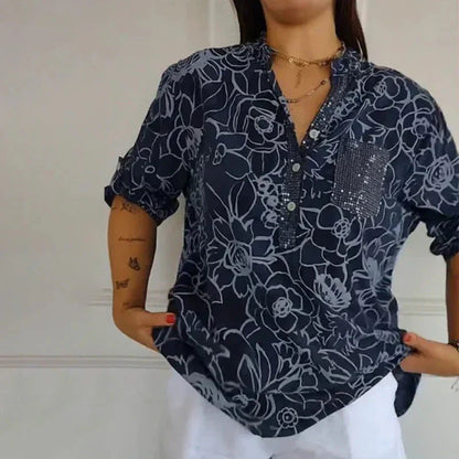 Coralie™ — Elegant bluse med raffineret print