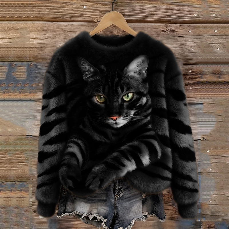 Marie™ | Blød og elegant sweater med katmotiv