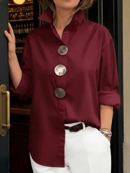 Ariana™ — Elegant skjortebluse i silke og bomuld