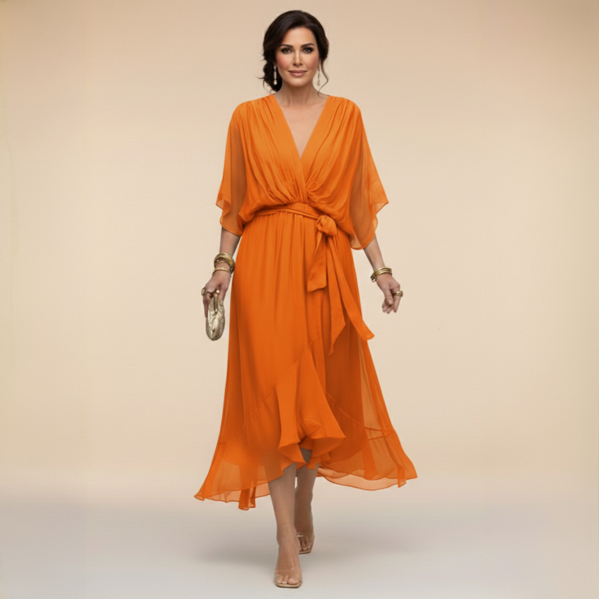 Monica — Elegant lang kjole med flydende fald