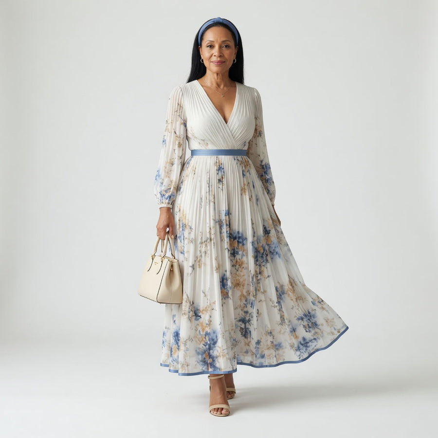 Rielle | Plisseret midikjole med wrap-look
