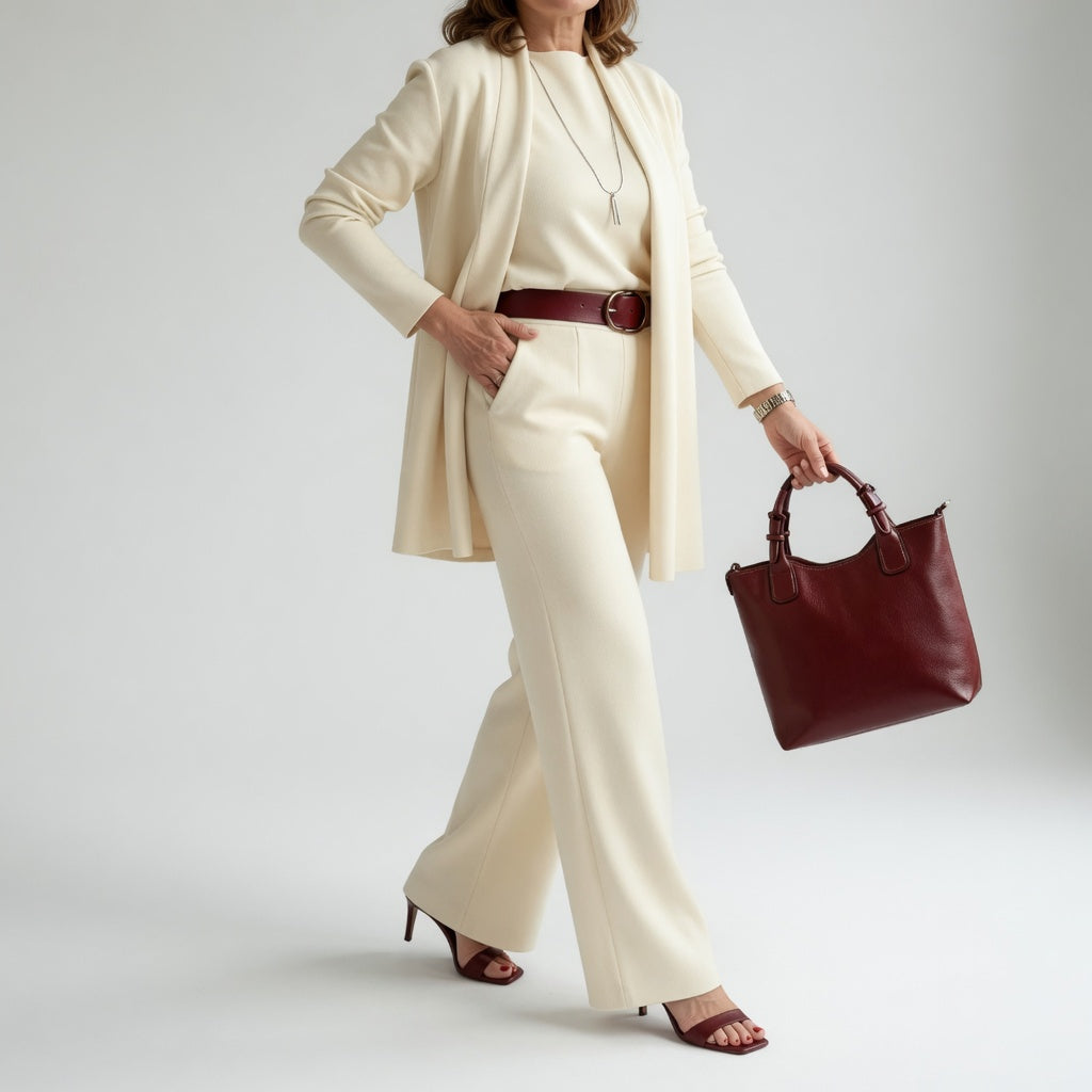 Élégantine™ — Elegant tredelt sæt med cardigan og bukser