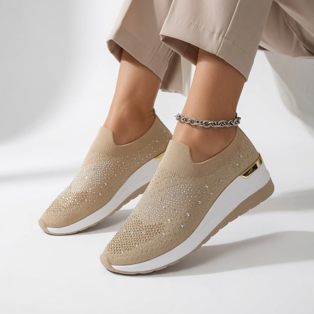 Brillantine™ — Elegant slip-on sneaker med plateau og strass