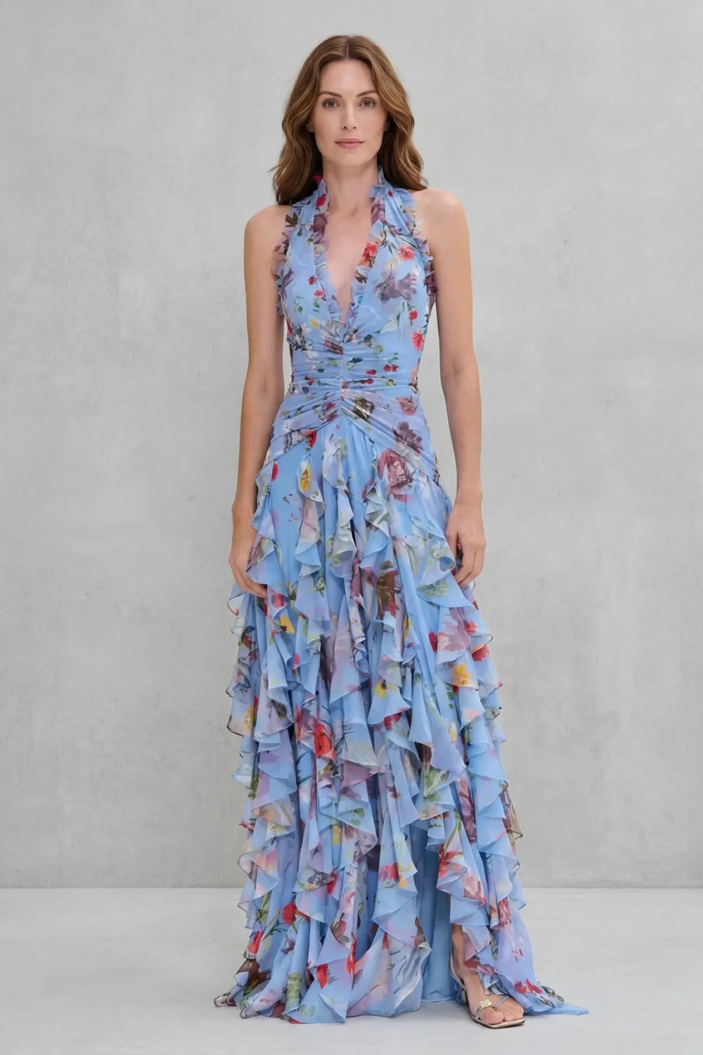 Elegant lang kjole med halterneck - Maison Claire et Sylvie