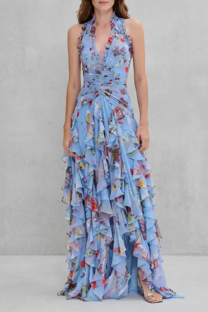 Elegant lang kjole med halterneck - Maison Claire et Sylvie