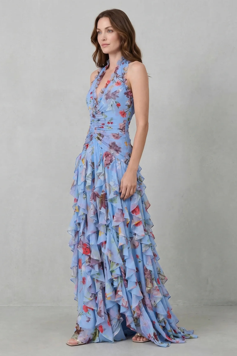 Elegant lang kjole med halterneck - Maison Claire et Sylvie