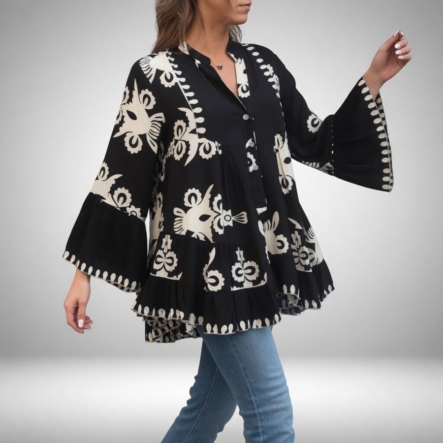 Théodeline™ – Broderet bohemebluse med strålende femininitet