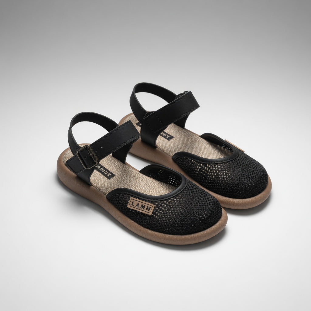 Mirabeau™ – Flad sandal med spænde, retro og naturlig elegance