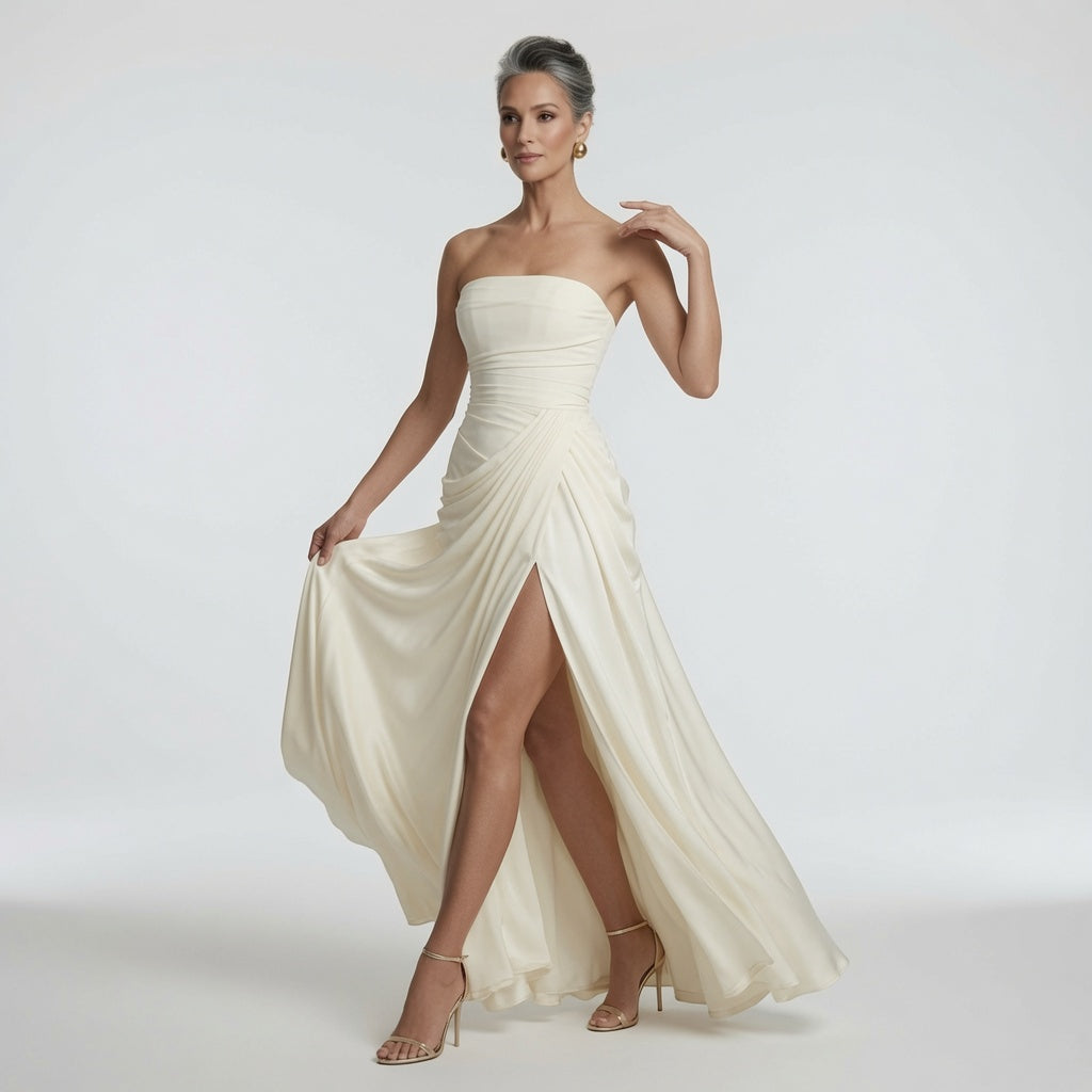 Imériale™ — Draperet maxikjole med bandeau og elegant slids