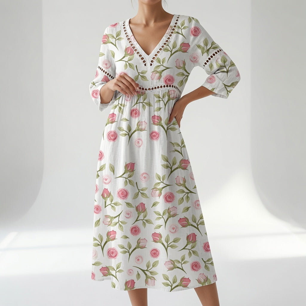 Maricella™ — Flydende blomsterkjole med romantisk elegance