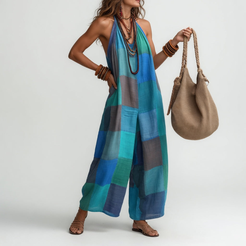 Mosaïque™ — Løstsiddende ærmeløs patchwork-jumpsuit