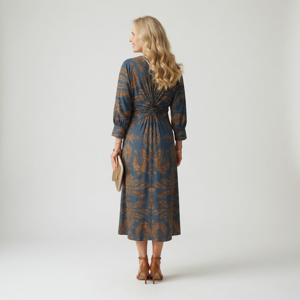Hortense™ — Elegant midikjole med wrap-look og print