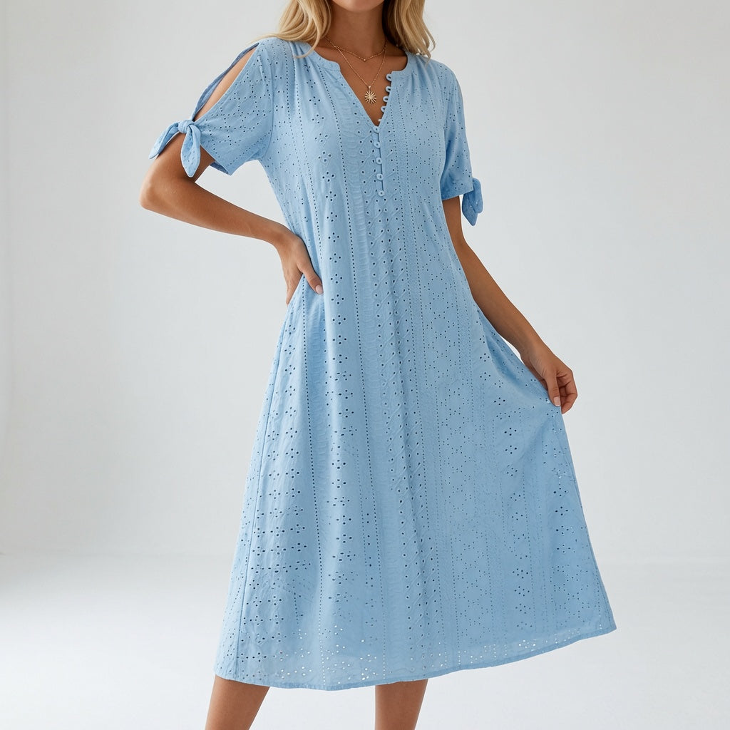 Lorélia™ — Broderet boheme-kjole med sommerlig elegance