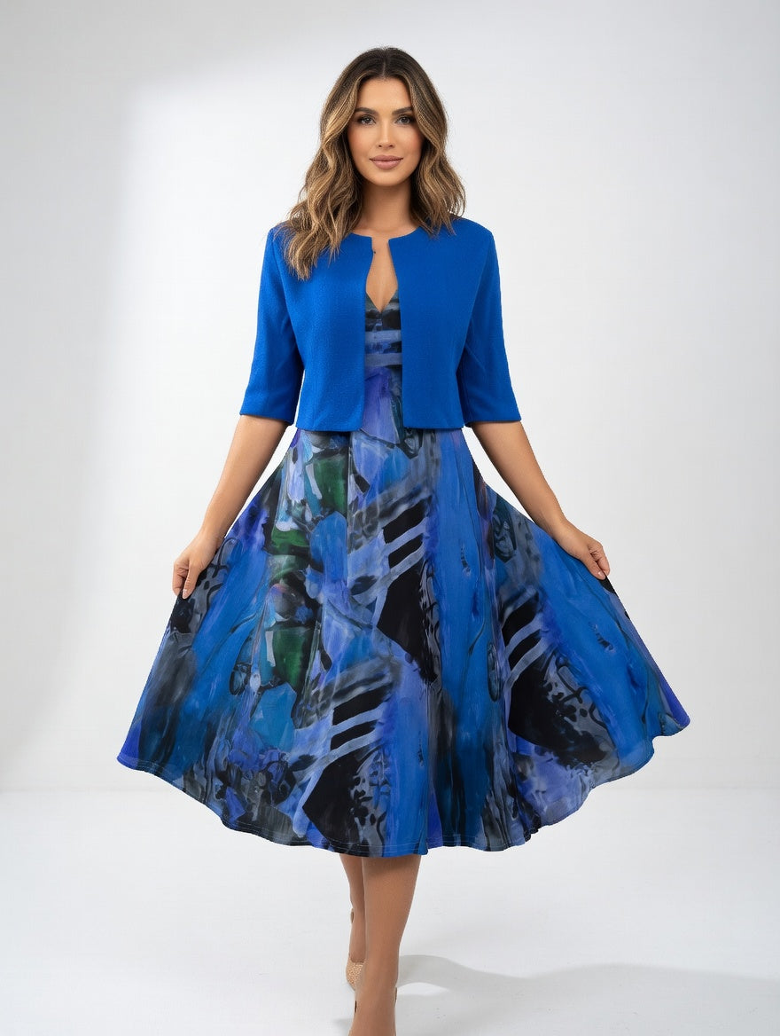 Maéliane™ — Elegant, flydende midikjole med print