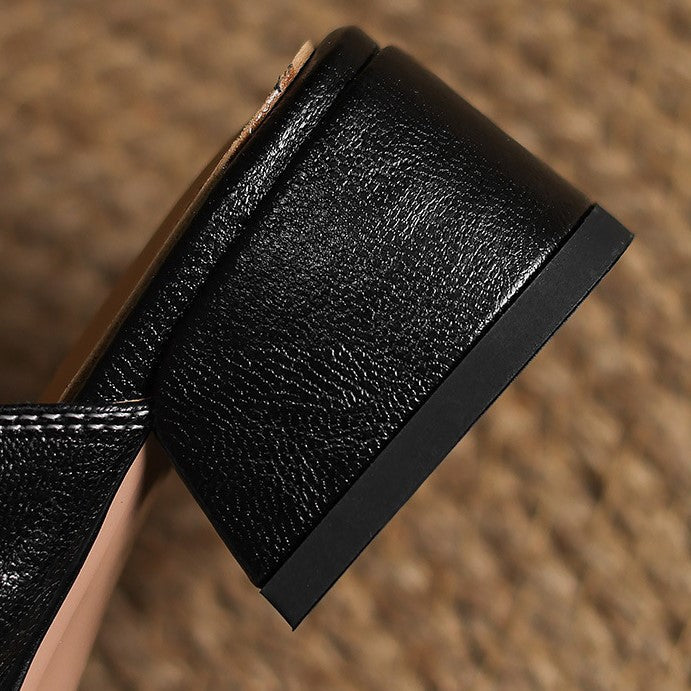 Rosel mules i læder med firkantet tå
