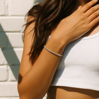Forgyldt tennisarmbånd med moissanit