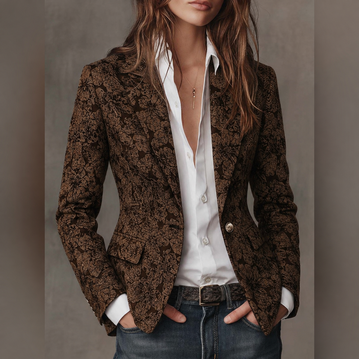 Estelle | Taljeret blazer i paisley-jacquard