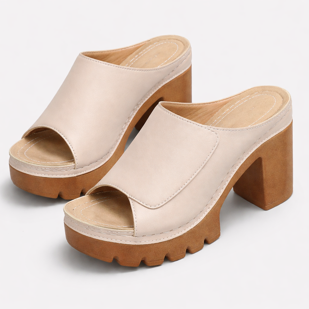 Cléophée™ — Mule med blokhæl og tandet plateausål i urban stil