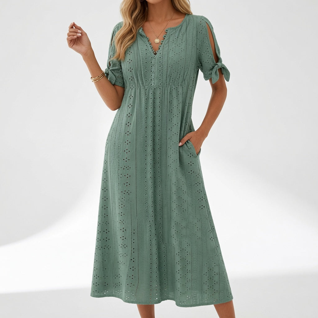 Lorélia™ — Broderet boheme-kjole med sommerlig elegance