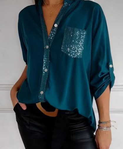 Marina™ — Elegant top med glitrende detaljer