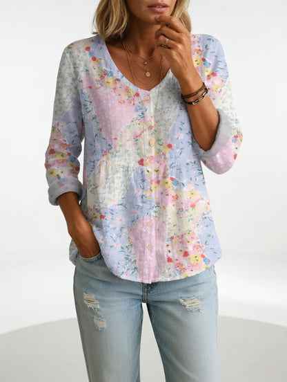 Maréline™ — Blomstret bluse med blød, naturlig elegance