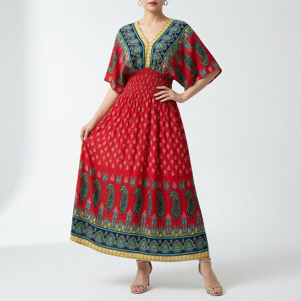 Orientale™ — Elegant maxikjole i bohemestil med etnisk print