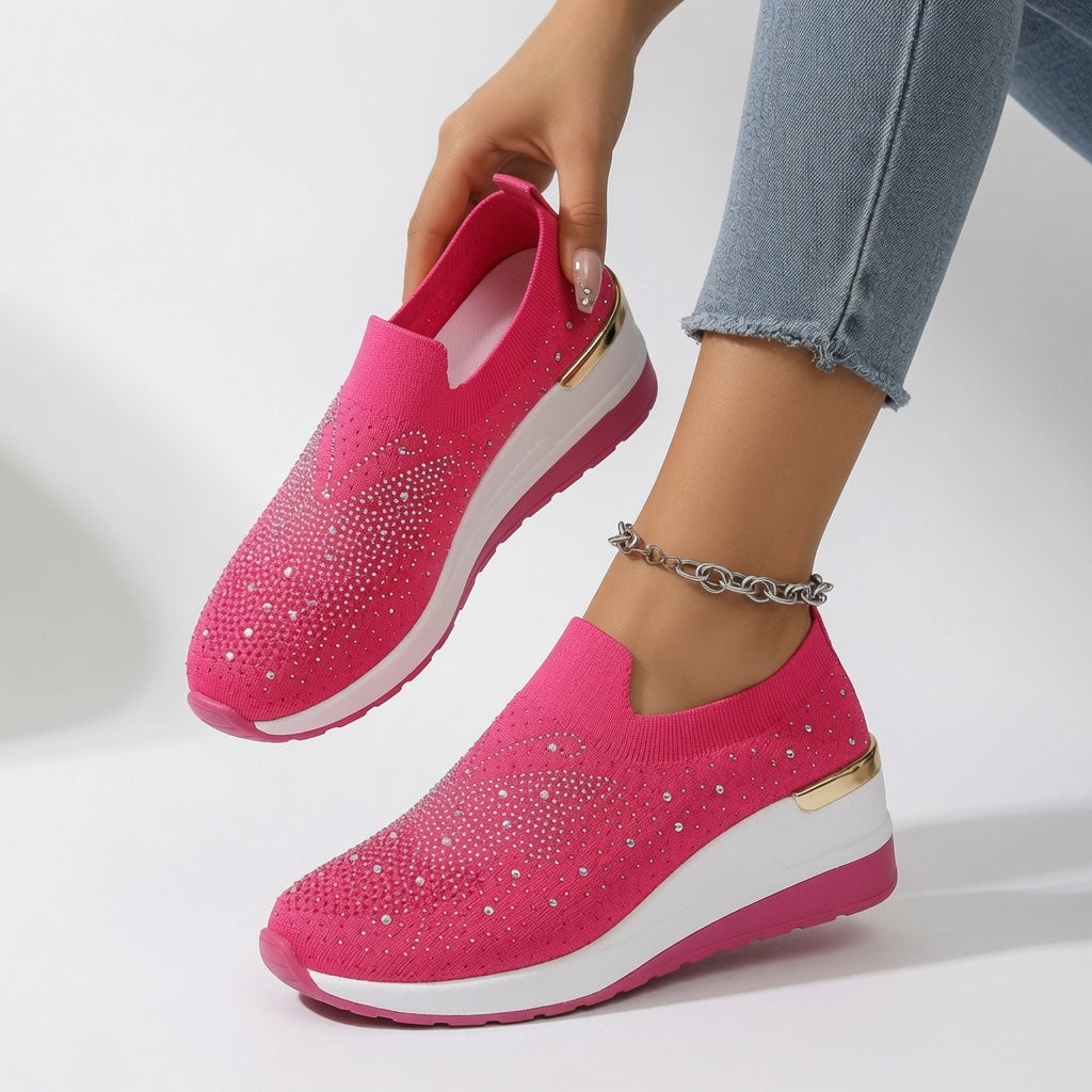 Brillantine™ — Elegant slip-on sneaker med plateau og strass