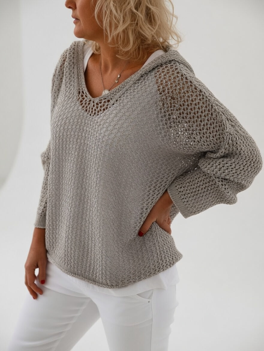 Évarielle™ – Sweater i hulstrik med afslappet halsudskæring
