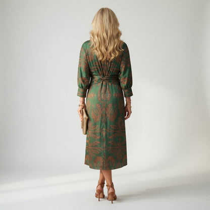 Hortense™ — Elegant midikjole med wrap-look og print