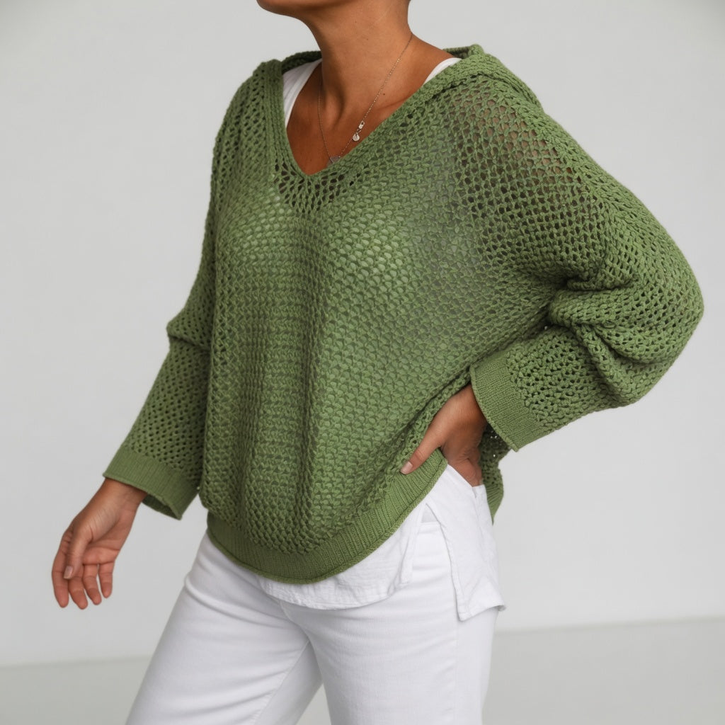 Évarielle™ – Sweater i hulstrik med afslappet halsudskæring