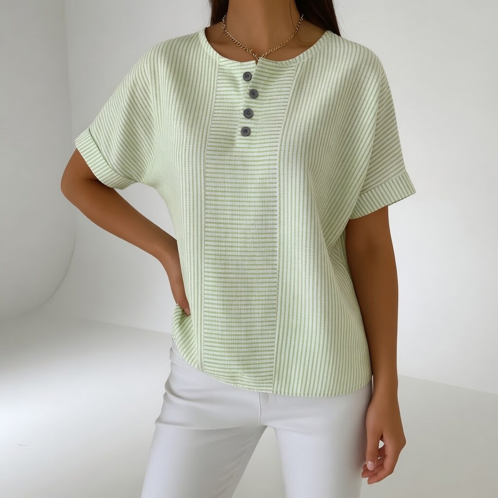 Sorène™ — Stribet hørbluse med naturlig blødhed